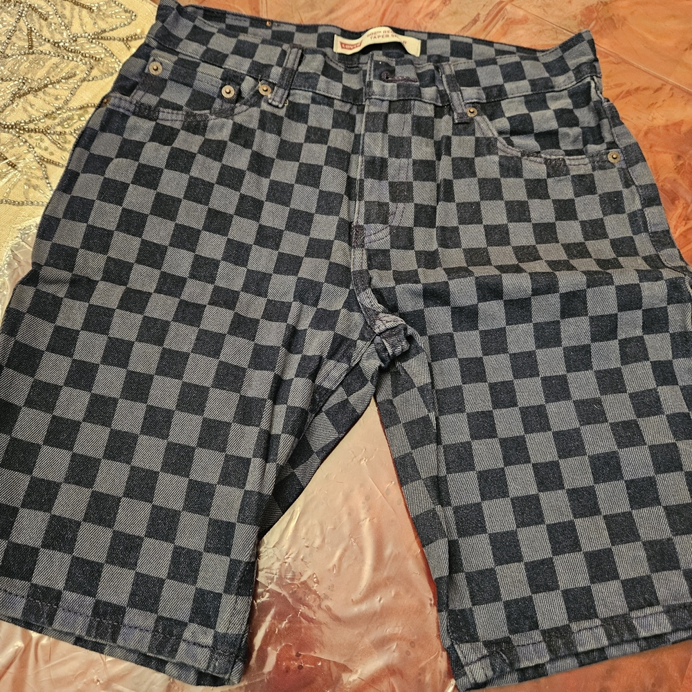 Levi's Men's Checkered Blue Jean Shorts